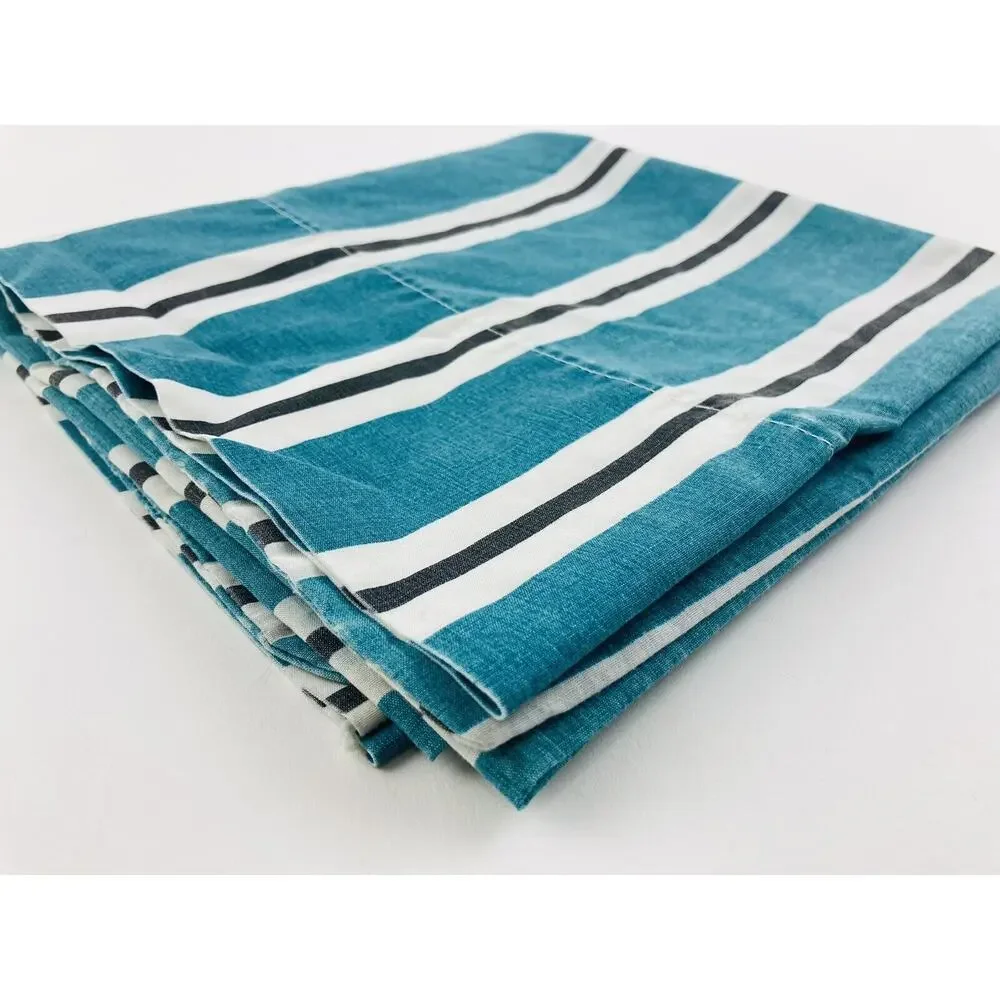 2 Westpoint Stevens King Teal Green & white Striped pillowcase Vintage 80s Black